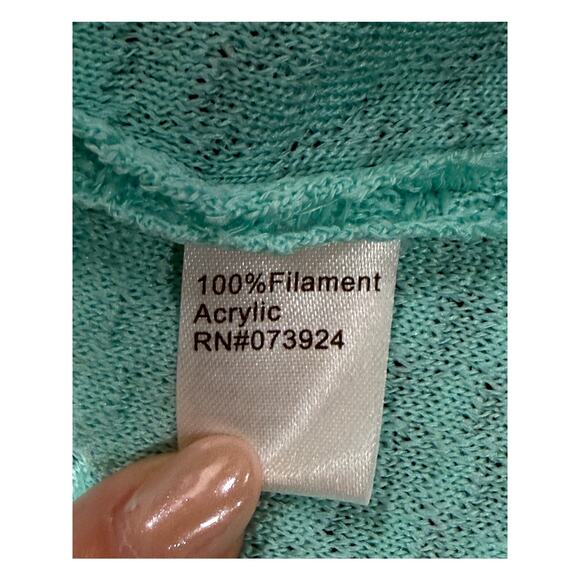 Ming Wang Women's Box Weave Knit Cardigan Jacket Small Mint Green Office Blazer - Picture 10 of 10